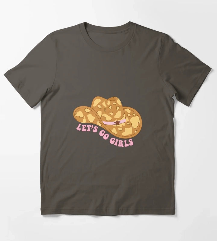 Cowgirl Hat Lets Go Girls T-Shirt Dark Grey