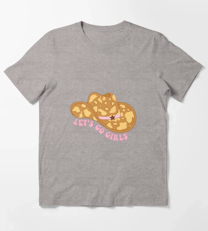 Cowgirl Hat Lets Go Girls T-Shirt Heather Grey