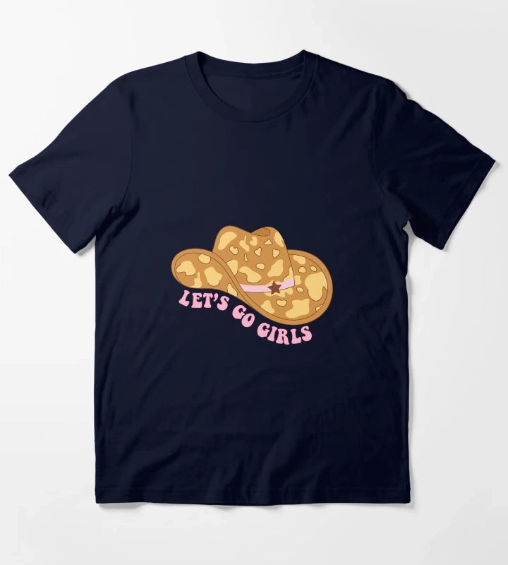 Cowgirl Hat Lets Go Girls T-Shirt Navy
