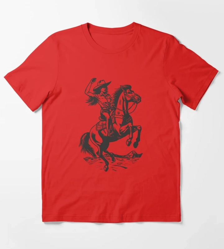 Cowgirl Horseback Western Cowboy T-Shirt Red