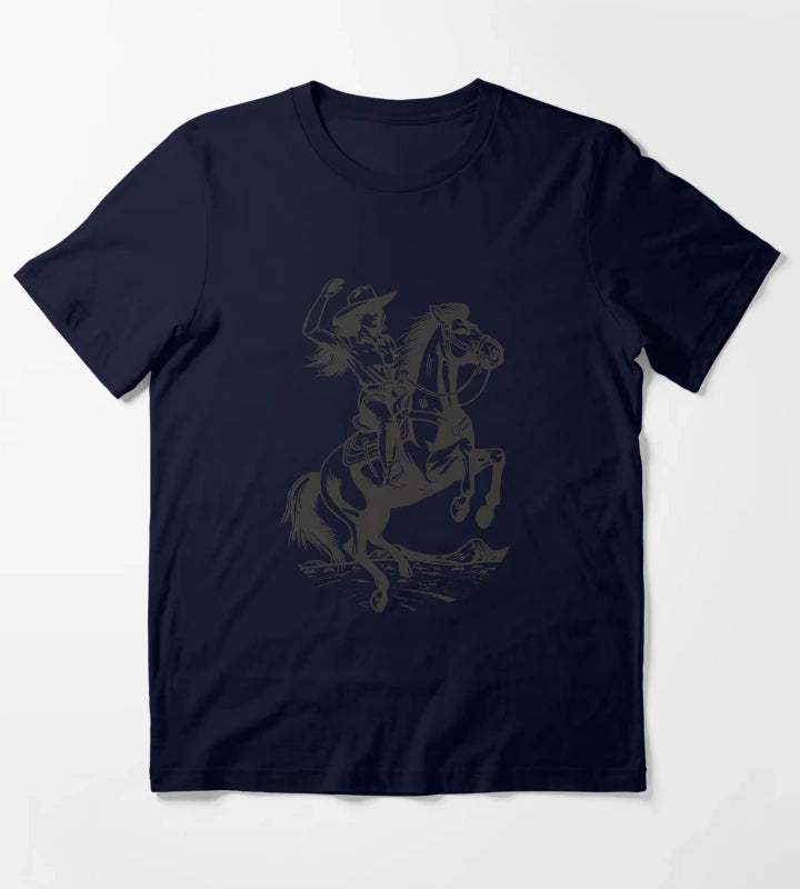 Cowgirl Horseback Western Cowboy T-Shirt Navy