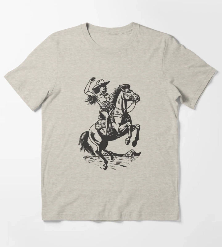 Cowgirl Horseback Western Cowboy T-Shirt Cream
