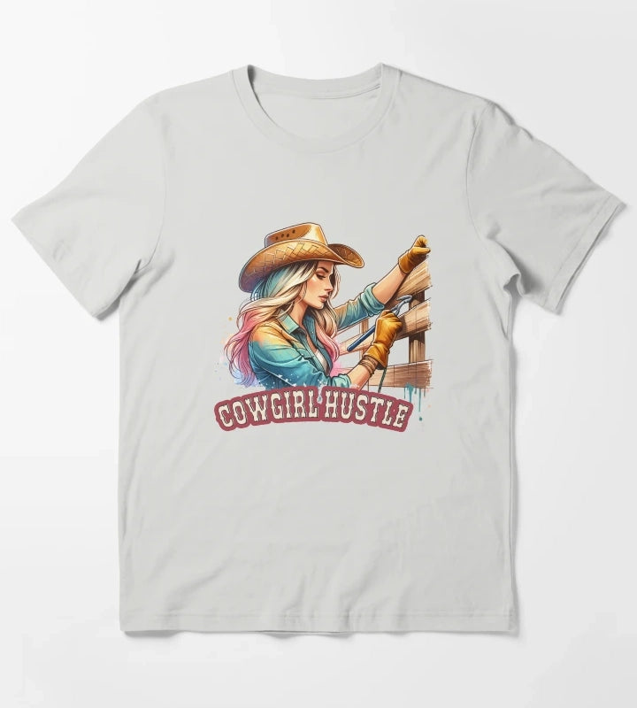 Cowgirl Hustle Spirit Apparel Mugs Stickers More T-Shirt Light Grey
