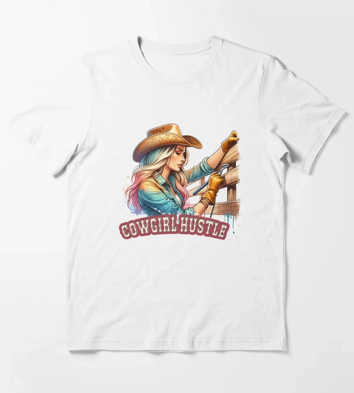 Cowgirl Hustle Spirit Apparel Mugs Stickers More T-Shirt White