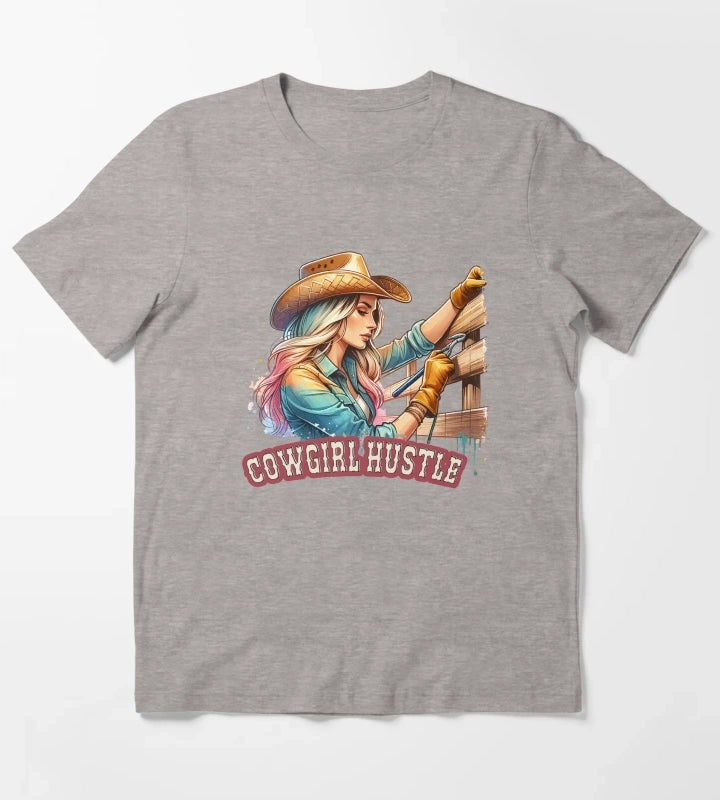 Cowgirl Hustle Spirit Apparel Mugs Stickers More T-Shirt Heather Grey