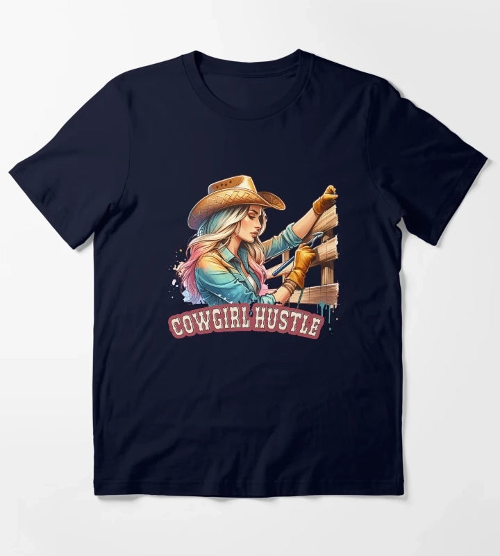 Cowgirl Hustle Spirit Apparel Mugs Stickers More T-Shirt Navy
