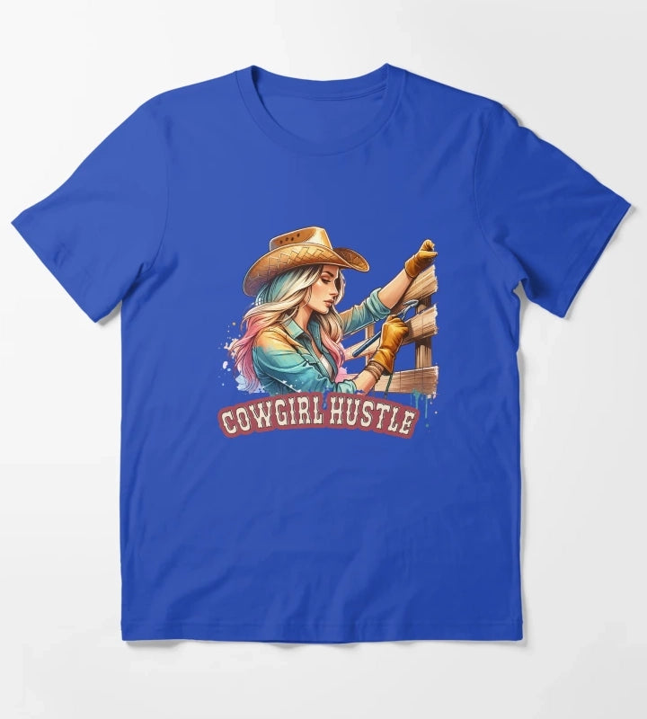 Cowgirl Hustle Spirit Apparel Mugs Stickers More T-Shirt Blue