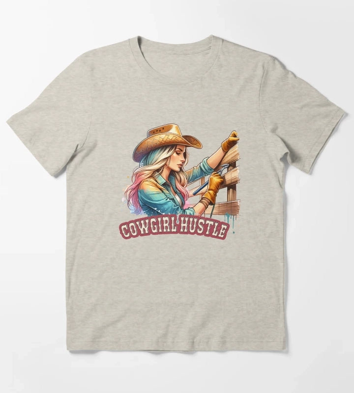 Cowgirl Hustle Spirit Apparel Mugs Stickers More T-Shirt Cream