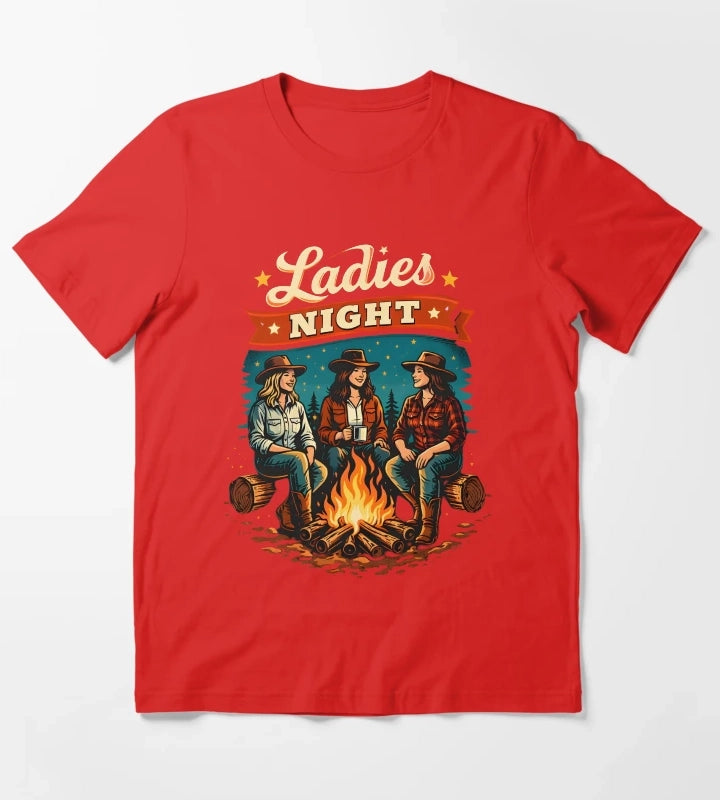 Cowgirl Ladies Night Campfire T-Shirt Red