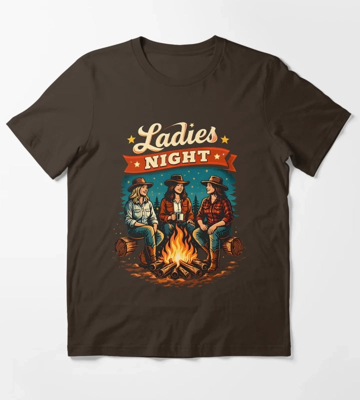 Cowgirl Ladies Night Campfire T-Shirt Brown