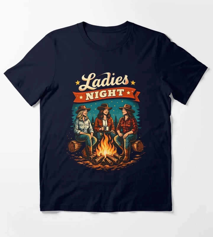 Cowgirl Ladies Night Campfire T-Shirt Navy