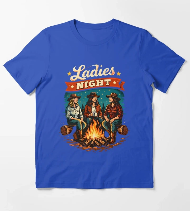 Cowgirl Ladies Night Campfire T-Shirt Blue