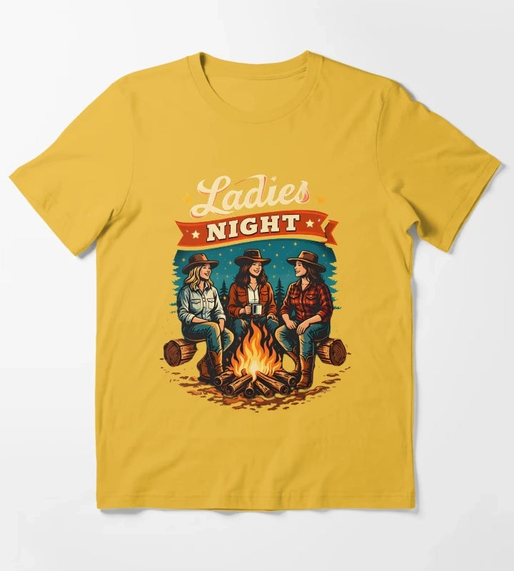 Cowgirl Ladies Night Campfire T-Shirt Yellow