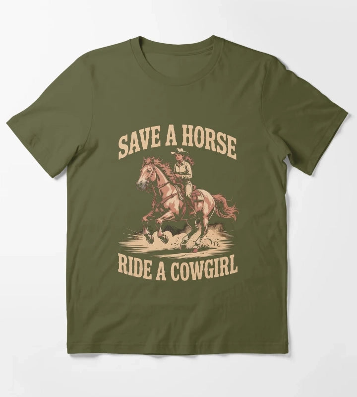 Cowgirl Lesbian Pride T-Shirt Olive Green