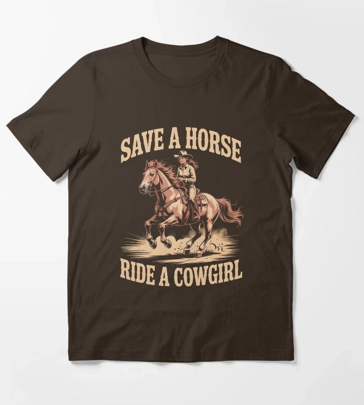 Cowgirl Lesbian Pride T-Shirt Brown