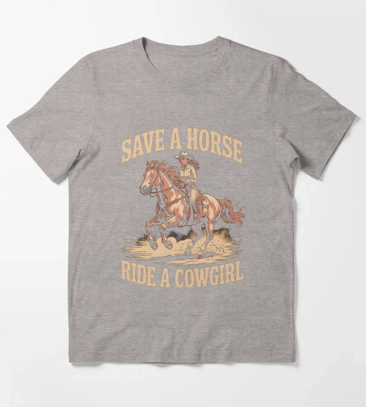 Cowgirl Lesbian Pride T-Shirt Heather Grey