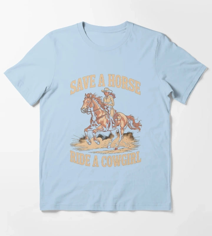 Cowgirl Lesbian Pride T-Shirt Sky Blue