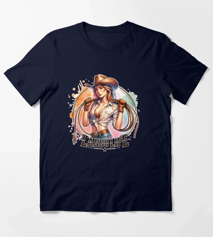Cowgirl Life Essentials Wild West Cowgirl Vibes Apparel Mugs Stickers More T-Shirt Navy