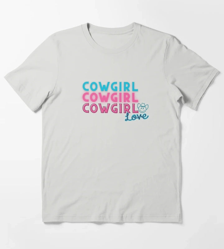 Cowgirl LovePink and Teal T-Shirt Light Grey