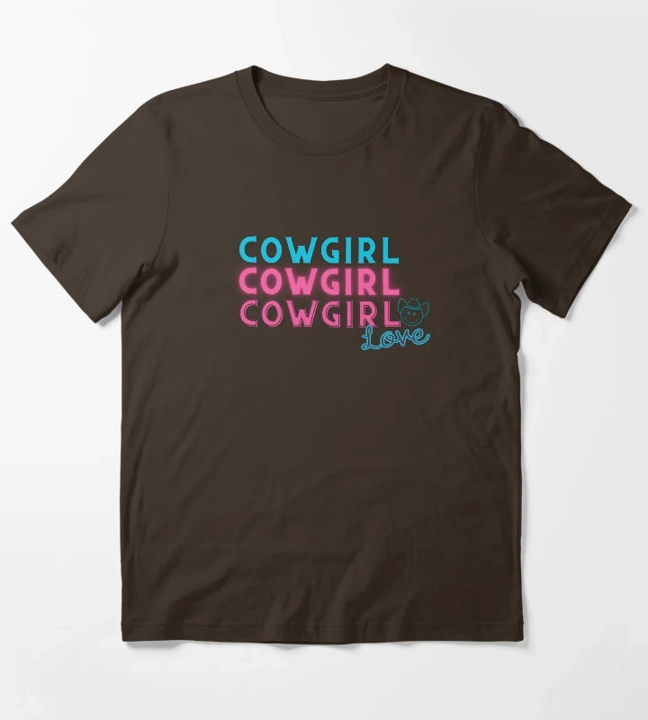Cowgirl LovePink and Teal T-Shirt Brown
