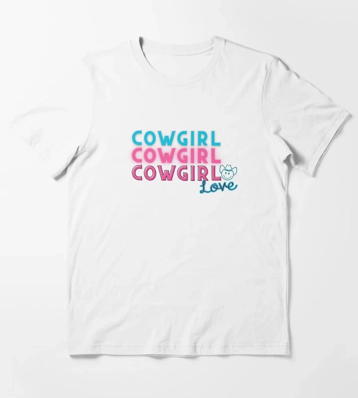 Cowgirl LovePink and Teal T-Shirt White