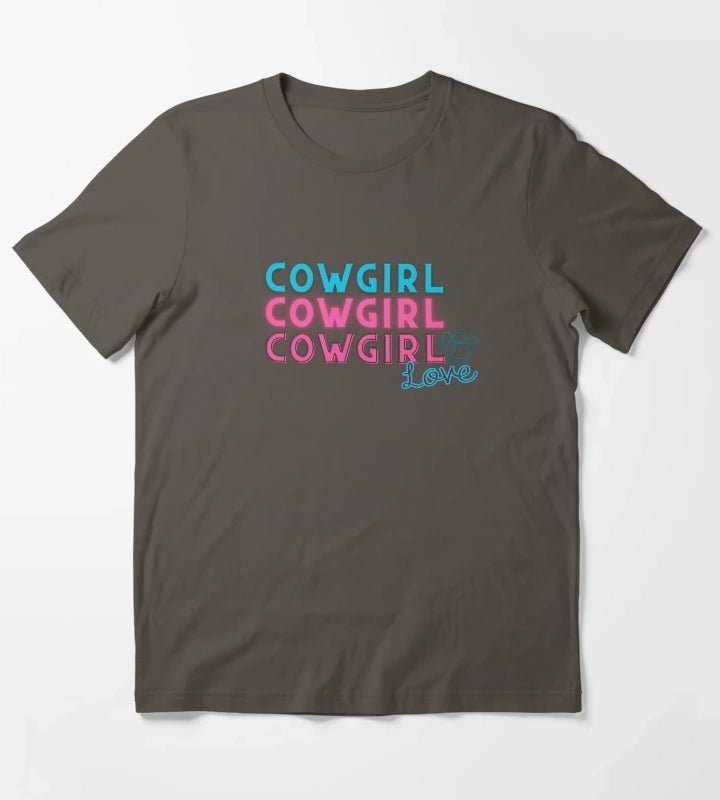 Cowgirl LovePink and Teal T-Shirt Dark Grey