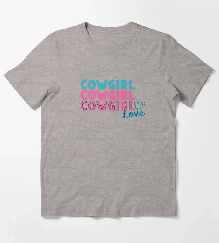 Cowgirl LovePink and Teal T-Shirt Heather Grey