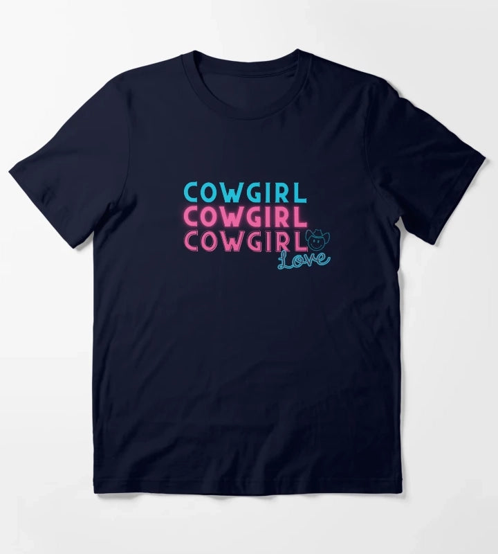 Cowgirl LovePink and Teal T-Shirt Navy