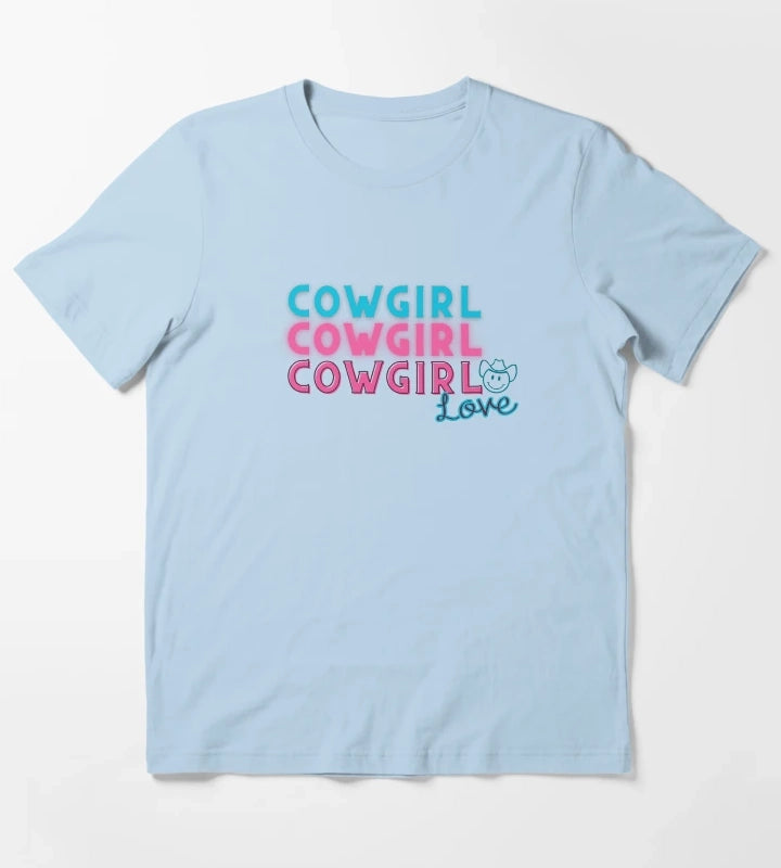Cowgirl LovePink and Teal T-Shirt Sky Blue