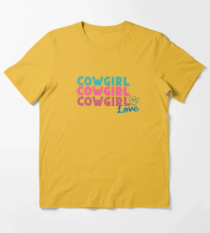 Cowgirl LovePink and Teal T-Shirt Yellow