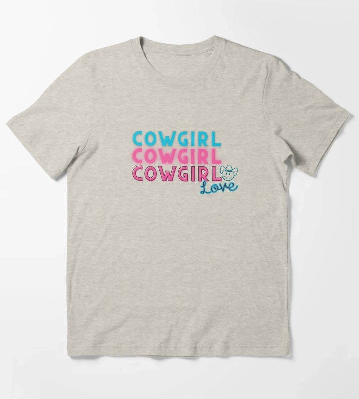 Cowgirl LovePink and Teal T-Shirt Cream