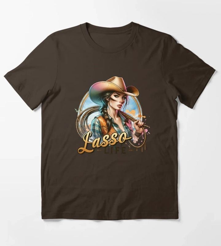Cowgirl Magic in the West Lasso Life T-Shirt Brown