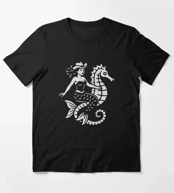 Cowgirl Mermaid Riding Seahorse T-Shirt