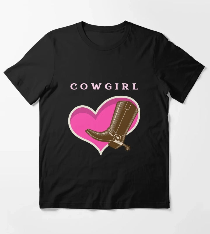 Cowgirl Pink Heart Cowboy Boots T-Shirt