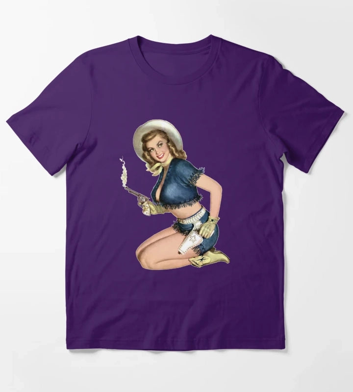 Cowgirl Pinup T-Shirt Purple