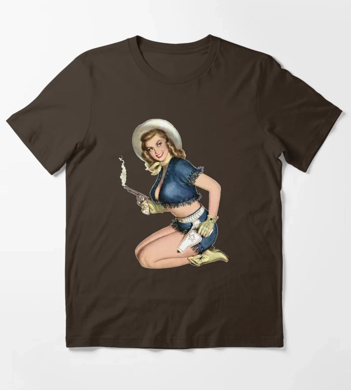 Cowgirl Pinup T-Shirt Brown