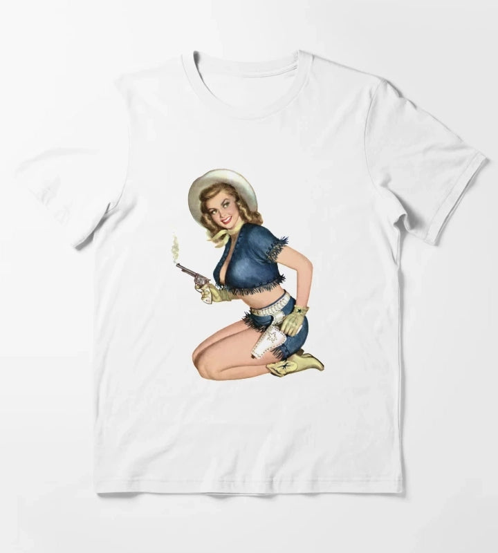 Cowgirl Pinup T-Shirt White