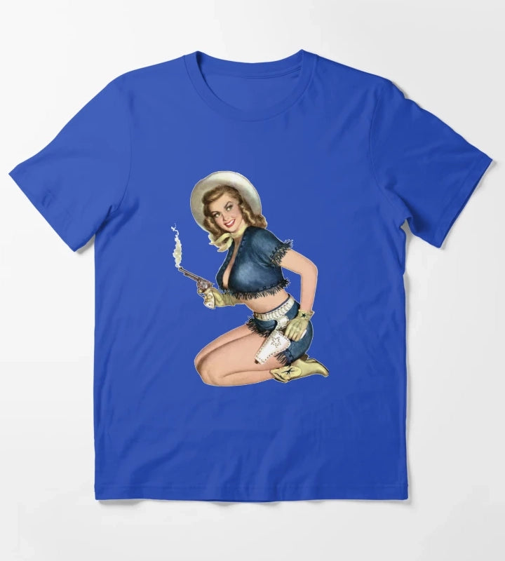 Cowgirl Pinup T-Shirt Blue