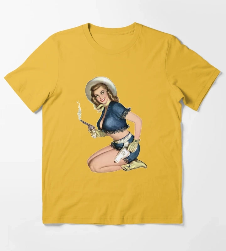 Cowgirl Pinup T-Shirt Yellow