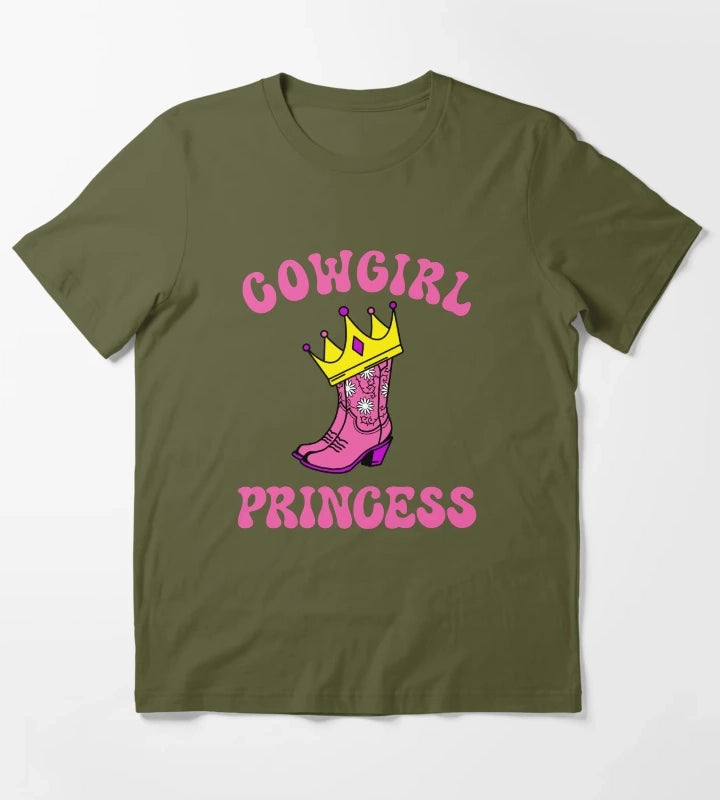 Cowgirl Princess Pink T-Shirt Olive Green