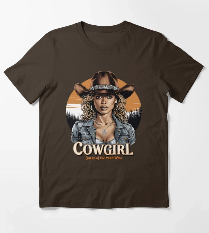 Cowgirl Queen Of The Wild West T-Shirt Brown