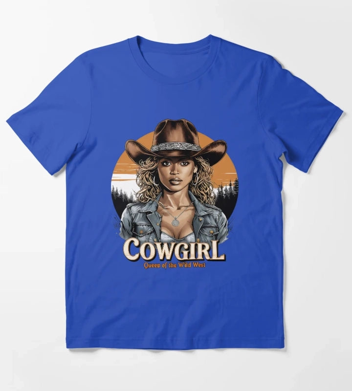 Cowgirl Queen Of The Wild West T-Shirt Blue