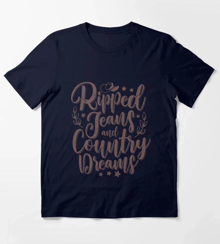 Cowgirl Ripped Jeans and Country Dreams T-Shirt Navy