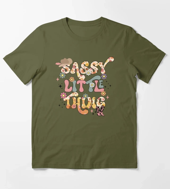Cowgirl Sassy Little Thing T-Shirt Olive Green