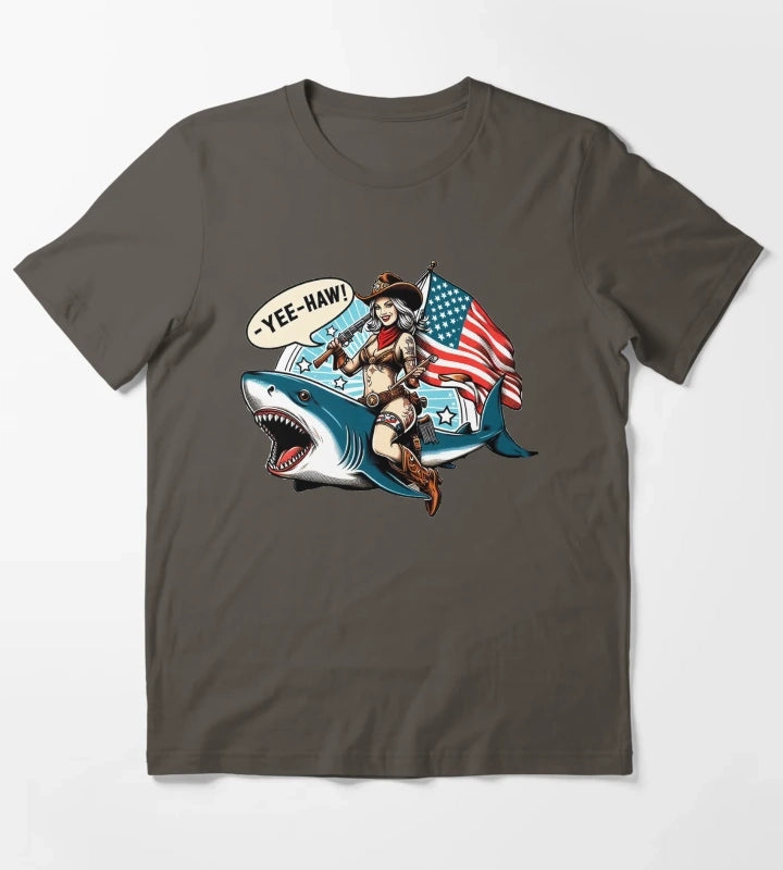 Cowgirl Shark T-Shirt Dark Grey