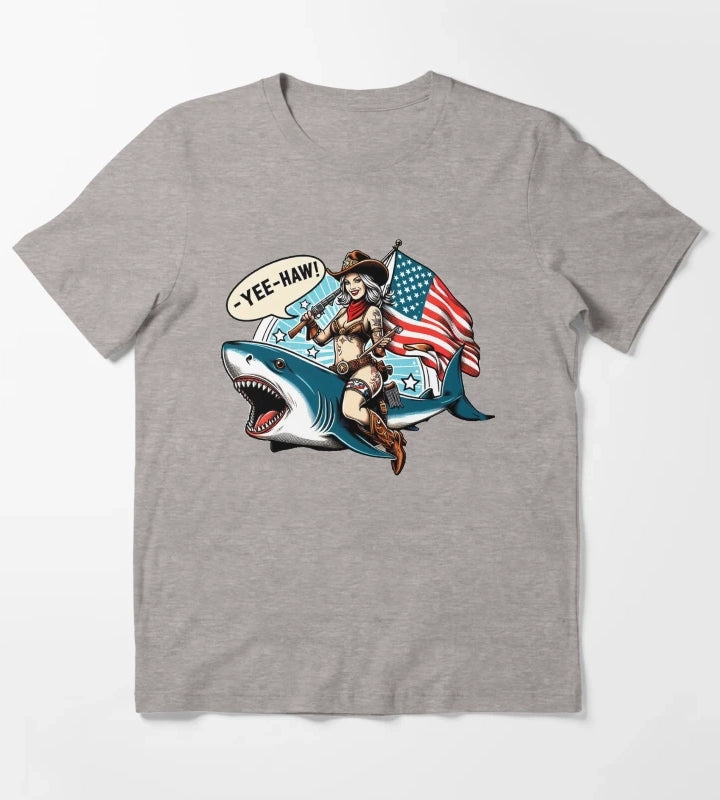 Cowgirl Shark T-Shirt Heather Grey