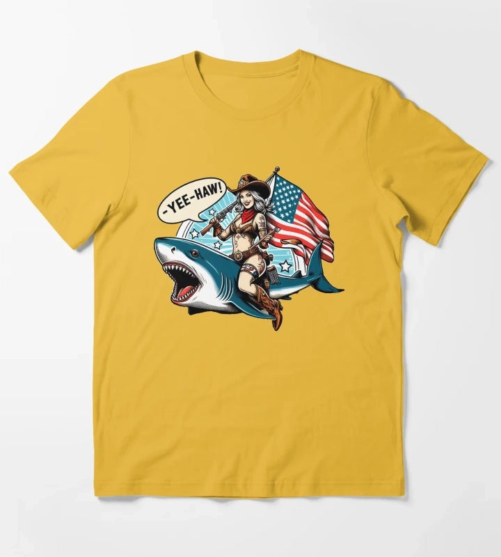 Cowgirl Shark T-Shirt Yellow