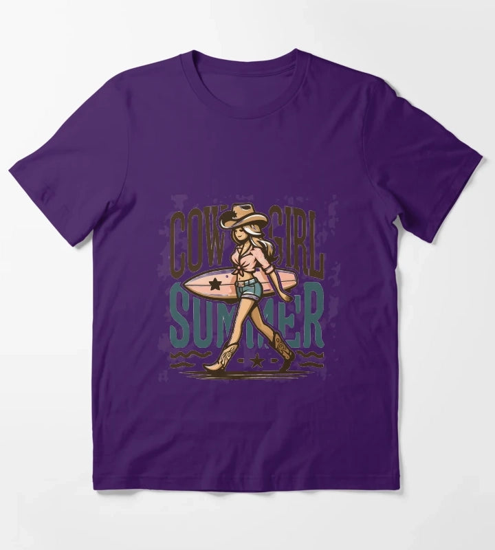 Cowgirl Summer Surfing in Style T-Shirt Purple