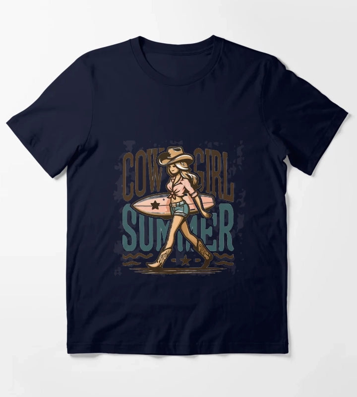 Cowgirl Summer Surfing in Style T-Shirt Navy