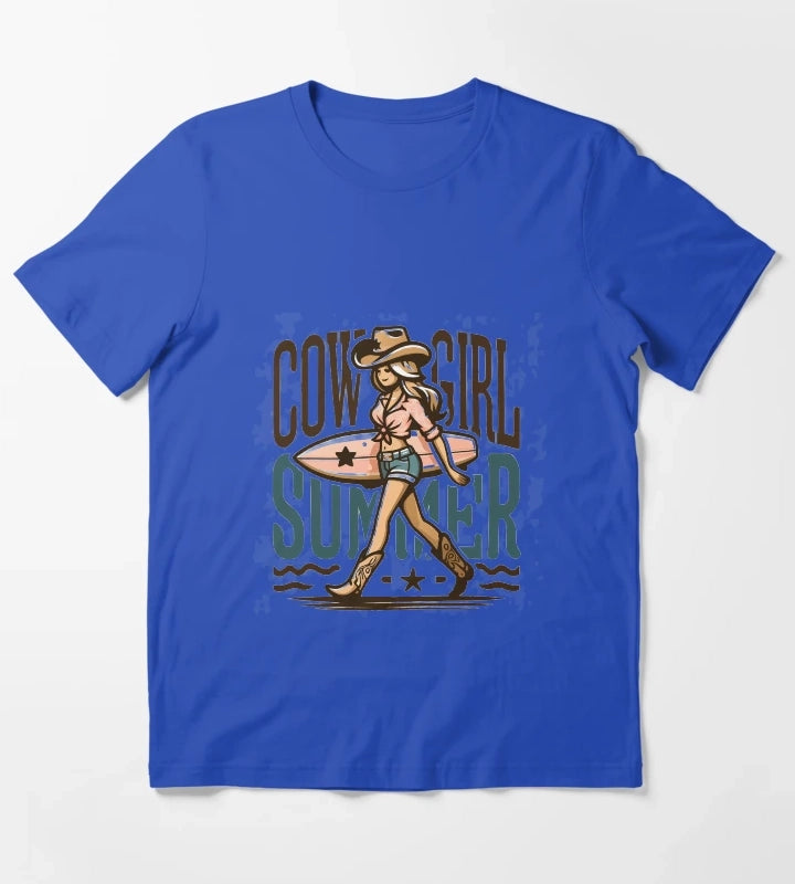Cowgirl Summer Surfing in Style T-Shirt Blue